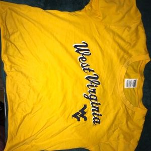 PINK West Virginia yellow crop top